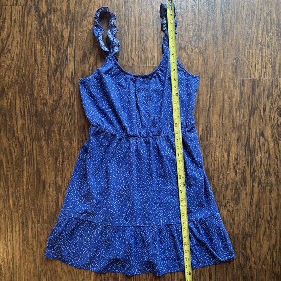Banana Republic Dress Blue Summer Dress Mini Ruffle Size Medium Petite Casual - Picture 9 of 9
